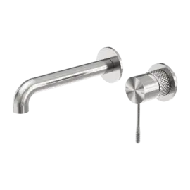 OPAL WALL BASIN/BATH MIXER SEPARATE BACK PLATE 185MM BRUSHED NICKEL 