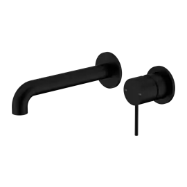 MECCA WALL BASIN/BATH MIXER SEPARATE BACK PLATE 120MM MATTE BLACK 
