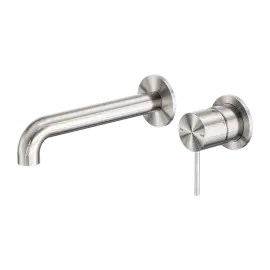 MECCA WALL BASIN/BATH MIXER SEPARATE BACK PLATE 120MM BRUSHED NICKEL 