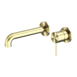 MECCA BRUSHED GOLD WALL BASIN/BATH MIXER SEPARATE BACK PLATE 260MM