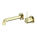 MECCA BRUSHED GOLD WALL BASIN/BATH MIXER SEPARATE BACK PLATE HANDLE UP 120MM
