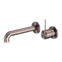 MECCA  BRUSHED BRONZE WALL BASIN/BATH MIXER SEPARATE BACK PLATE HANDLE UP 120MM