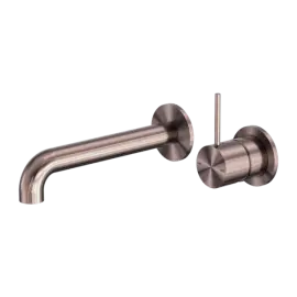 MECCA BRUSHED BRONZE WALL BASIN/BATH MIXER SEPARATE BACK PLATE HANDLE UP 160MM