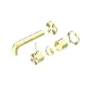 MECCA BRUSHED GOLD WALL BASIN/BATH MIXER SEPARATE BACK PLATE HANDLE UP 160MM TRIM KITS