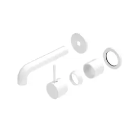 MECCA MATTE WHITE WALL BASIN/BATH MIXER SEPARATE BACK PLATE HANDLE UP 160MM TRIM KITS