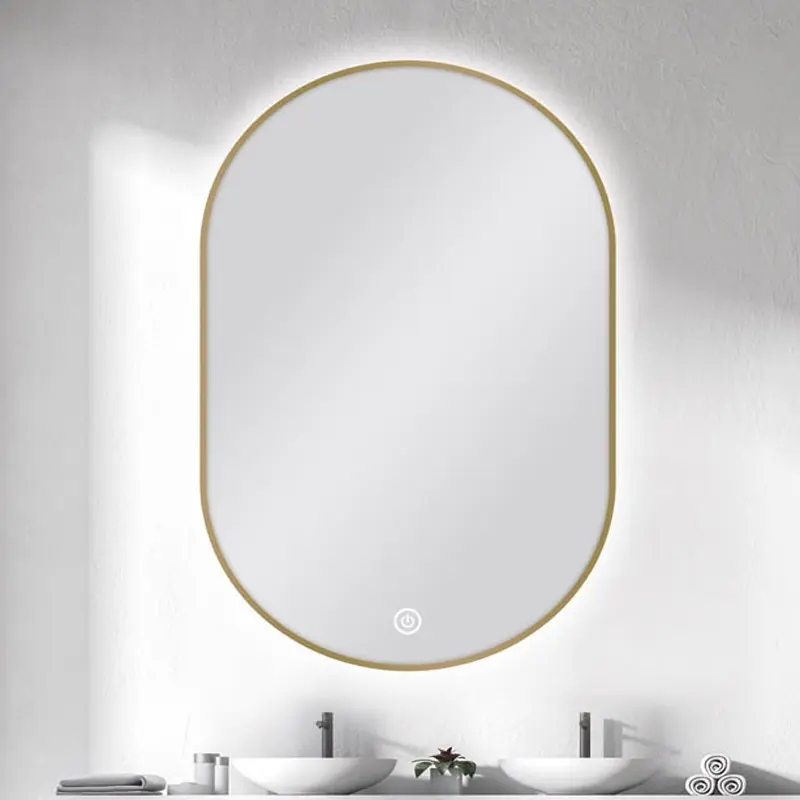 600x900mm Framed Gold Oval Back-lit Led Mirror