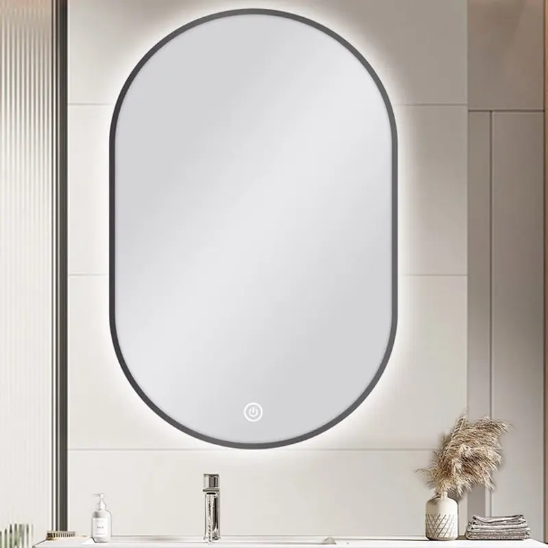 600x900mm Framed Gunmetal Oval Back-lit Led Mirror