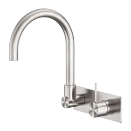 MECCA WALL BASIN/BATH MIXER SWIVEL SPOUT HANDLE UP BRUSHED NICKEL 