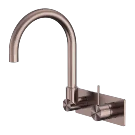 MECCA WALL BASIN/BATH MIXER SWIVEL SPOUT HANDLE UP BRUSHED BRONZE 