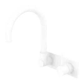 MECCA WALL BASIN/BATH MIXER SWIVEL SPOUT HANDLE UP MATTE WHITE 