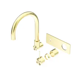MECCA WALL BASIN/BATH MIXER SWIVEL SPOUT HANDLE UP TRIM KITS ONLY BRUSHED GOLD 