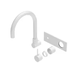 MECCA WALL BASIN/BATH MIXER SWIVEL SPOUT HANDLE UP TRIM KITS ONLY MATTE WHITE 