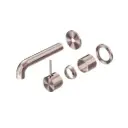 MECCA BRUSHED BRONZE WALL BASIN/BATH MIXER SEPARATE BACK PLATE HANDLE UP 185MM TRIM KITS