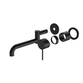 MECCA WALL BASIN/BATH MIXER SWIVEL SPOUT 225MM TRIM KITS ONLY MATTE BLACK 