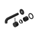 MECCA MATTE BLACK WALL BASIN/BATH MIXER SEPARATE BACK PLATE HANDLE UP 230MM TRIM KITS