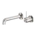 MECCA BRUSHED NICKEL WALL BASIN/BATH MIXER SEPARATE BACK PLATE HANDLE UP 260MM