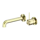 MECCA BRUSHED GOLD WALL BASIN/BATH MIXER SEPARATE BACK PLATE HANDLE UP 260MM