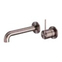 MECCA BRUSHED BRONZE WALL BASIN/BATH MIXER SEPARATE BACK PLATE HANDLE UP 260MM