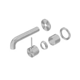 MECCA GUN METAL WALL BASIN/BATH MIXER SEPARATE BACK PLATE HANDLE UP 260MM TRIM KITS