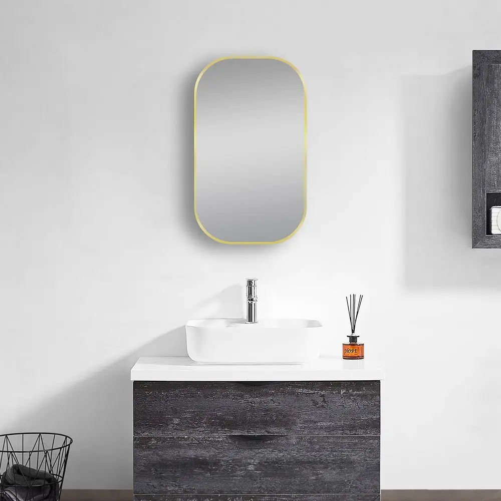 600x900mm Matte Brushed Gold Framed Mirror 