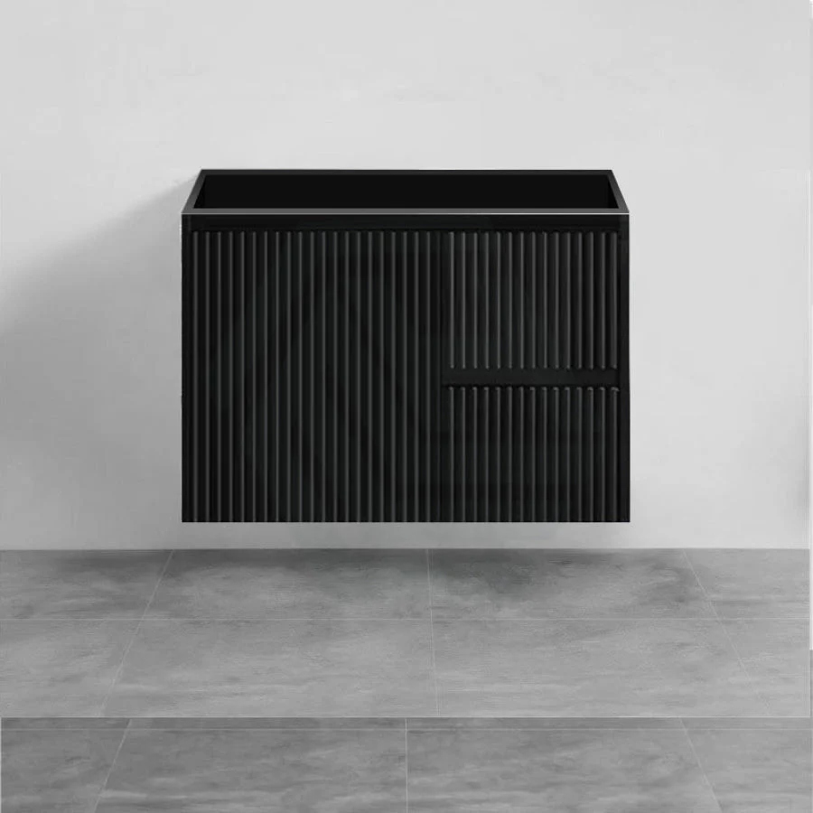 Brindabella Wall Hung Vanity – Right Hand Drawers – Matte Black