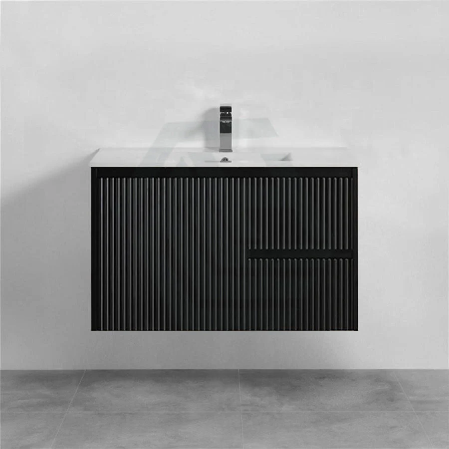 Brindabella Wall Hung Vanity – Right Hand Drawers – Matte Black – 900mm 
