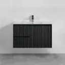 Brindabella Wall Hung Vanity – Left Hand Drawers – Matte Black– 900mm 