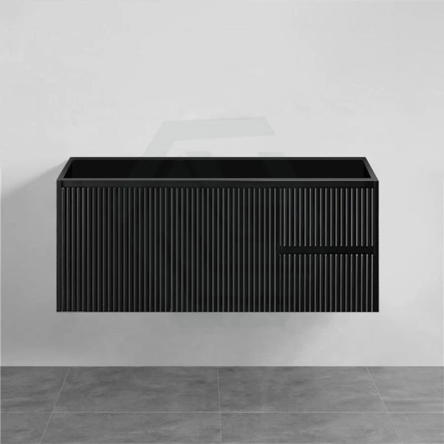 Brindabella Wall Hung Vanity – Right Hand Drawers – Matte Black – 1200mm
