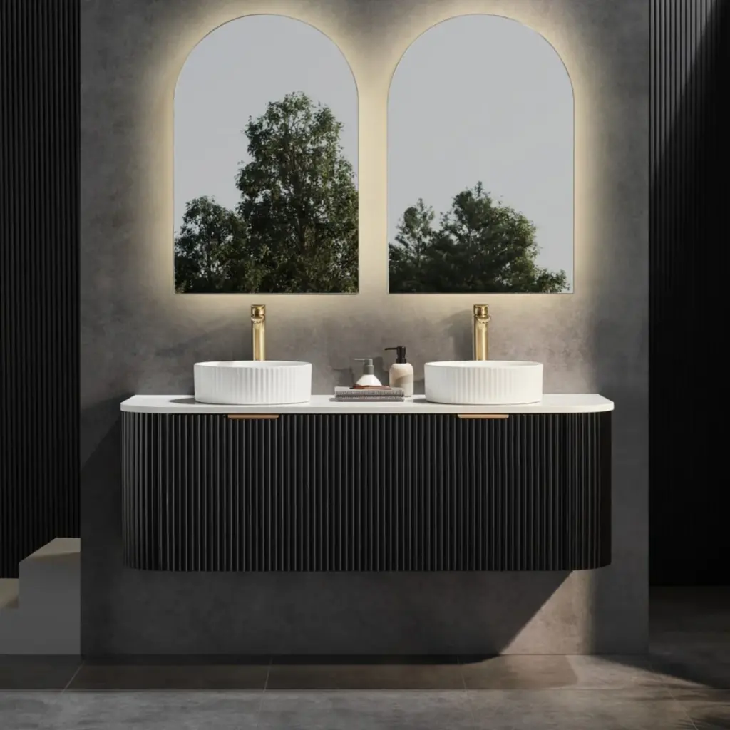 CETO AVALON MATTE BLACK 1500MM DOUBLE BOWL WALL HUNG VANITY