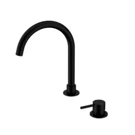 MECCA HOB MATTE BLACK BASIN MIXER ROUND SWIVEL SPOUT