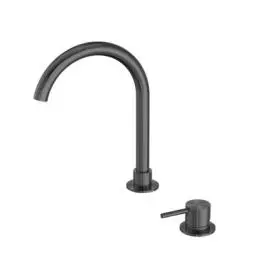 MECCA HOB GUN METAL BASIN MIXER ROUND SWIVEL SPOUT