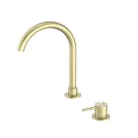 MECCA HOB BRUSHED GOLD BASIN MIXER ROUND SWIVEL SPOUT