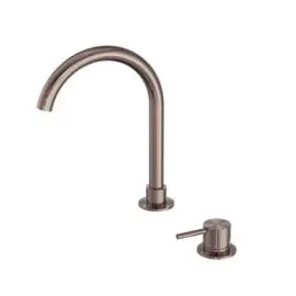 MECCA HOB BRUSHED BRONZE BASIN MIXER ROUND SWIVEL SPOUT