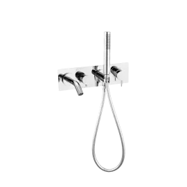 MECCA CHROME WALL MOUNT BATH MIXER WITH HAND SHOWER