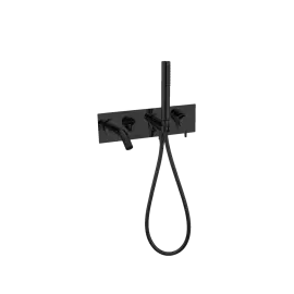 MECCA MATTE BLACK WALL MOUNT BATH MIXER WITH HAND SHOWER