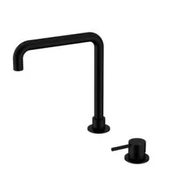 MECCA HOB MATTE BLACK BASIN MIXER SQUARE SWIVEL SPOUT