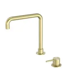 MECCA HOB BRUSHED GOLD BASIN MIXER SQUARE SWIVEL SPOUT