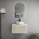 590*386*380mm Narrow Ceto Bellevue Wall Hung Bathroom Vanity Push-to-Open Coastal Oak