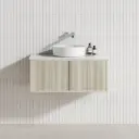 890*386*380mm Narrow Ceto Bellevue Wall Hung Bathroom Vanity Right hand drawer Push-to-Open Coastal Oak