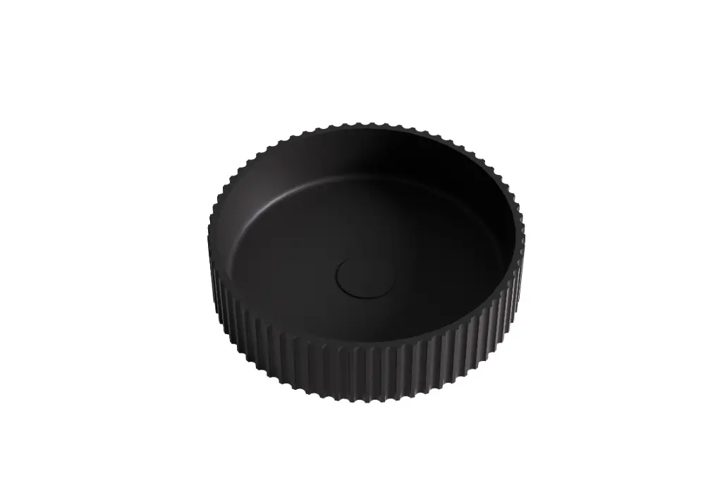 CETO Luna Fluted Solid Surface Stone Basin Matte Black