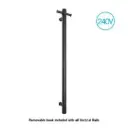 MECCA MATTE BLACK 240V SINGLE VERTICAL HEATED TOWEL RAIL