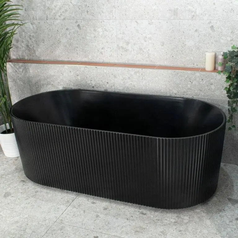 Brighton Groove Fluted Oval Freestanding Bathtub - Matte Black - No Overflow - 1700mm