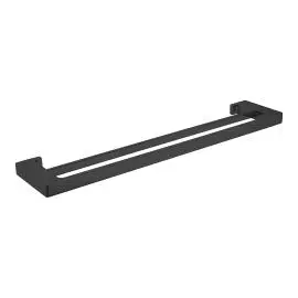 PEARL MATTE BLACK DOUBLE TOWEL RAIL 800MM