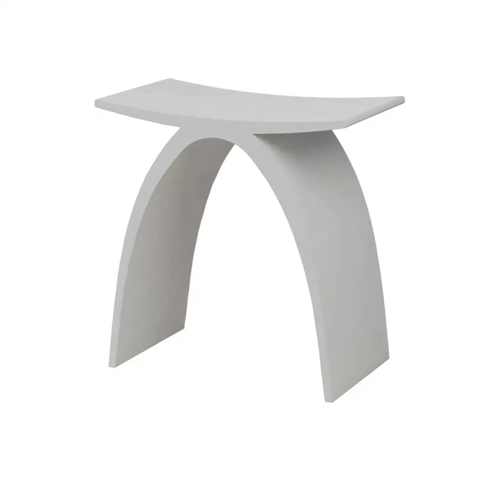 Chiefly Solid Surface Stone Matte White Bath Stool 