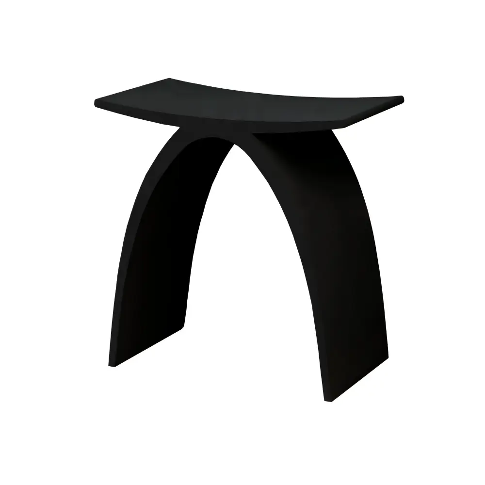 Chiefly Solid Surface Stone Matte Black Bath Stool