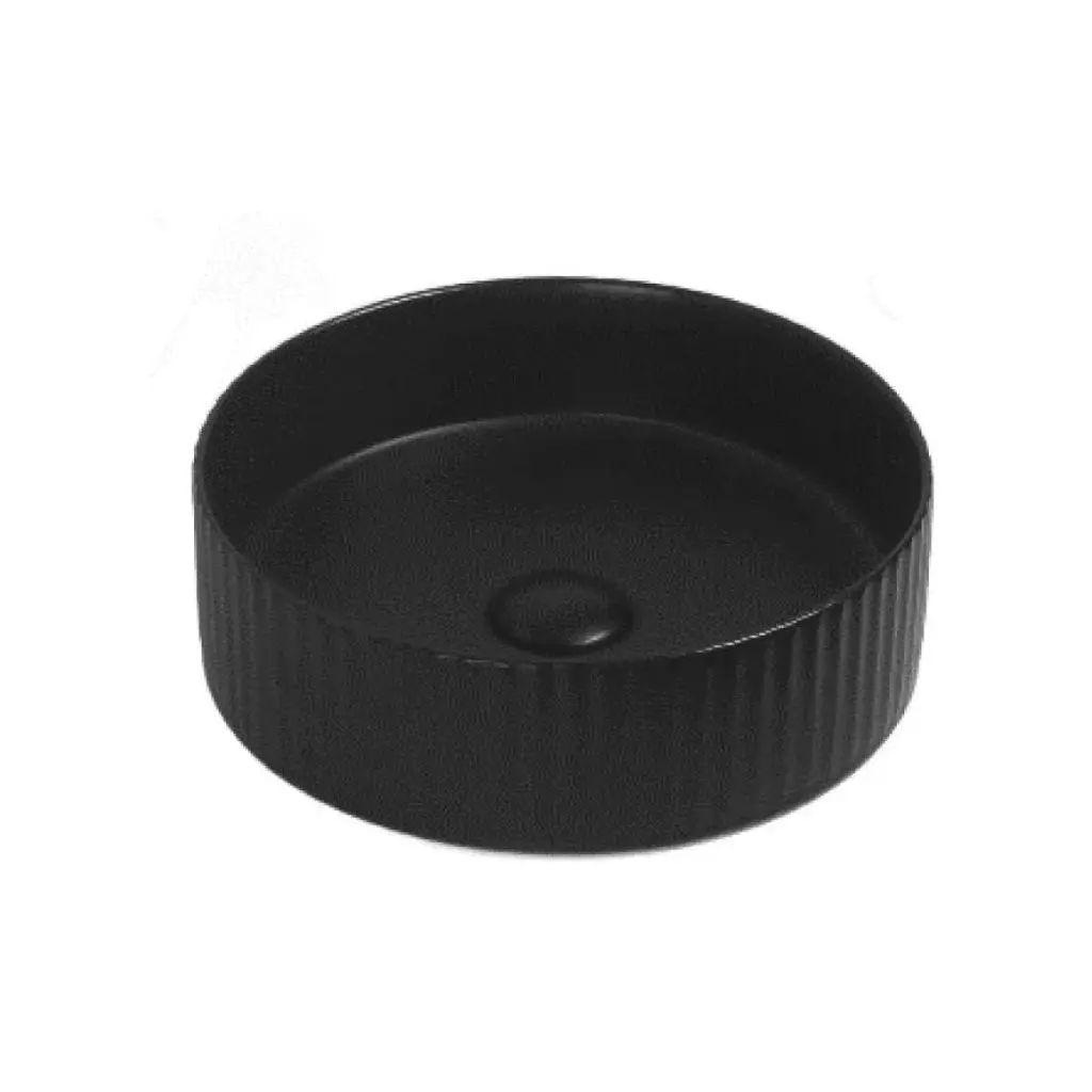Bellevue Above Counter Artificial Stone – Fluted – Matte Black – Round – 360mm