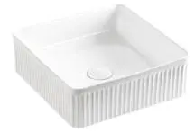 Cascade Fluted Square Matte White Above Counter Art Basin