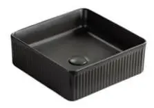 Cascade Fluted Square Matte Black Above Counter Art Basin