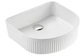 400x350x130mm Cascade Fluted Arch Above counter Art Basin Gloss White