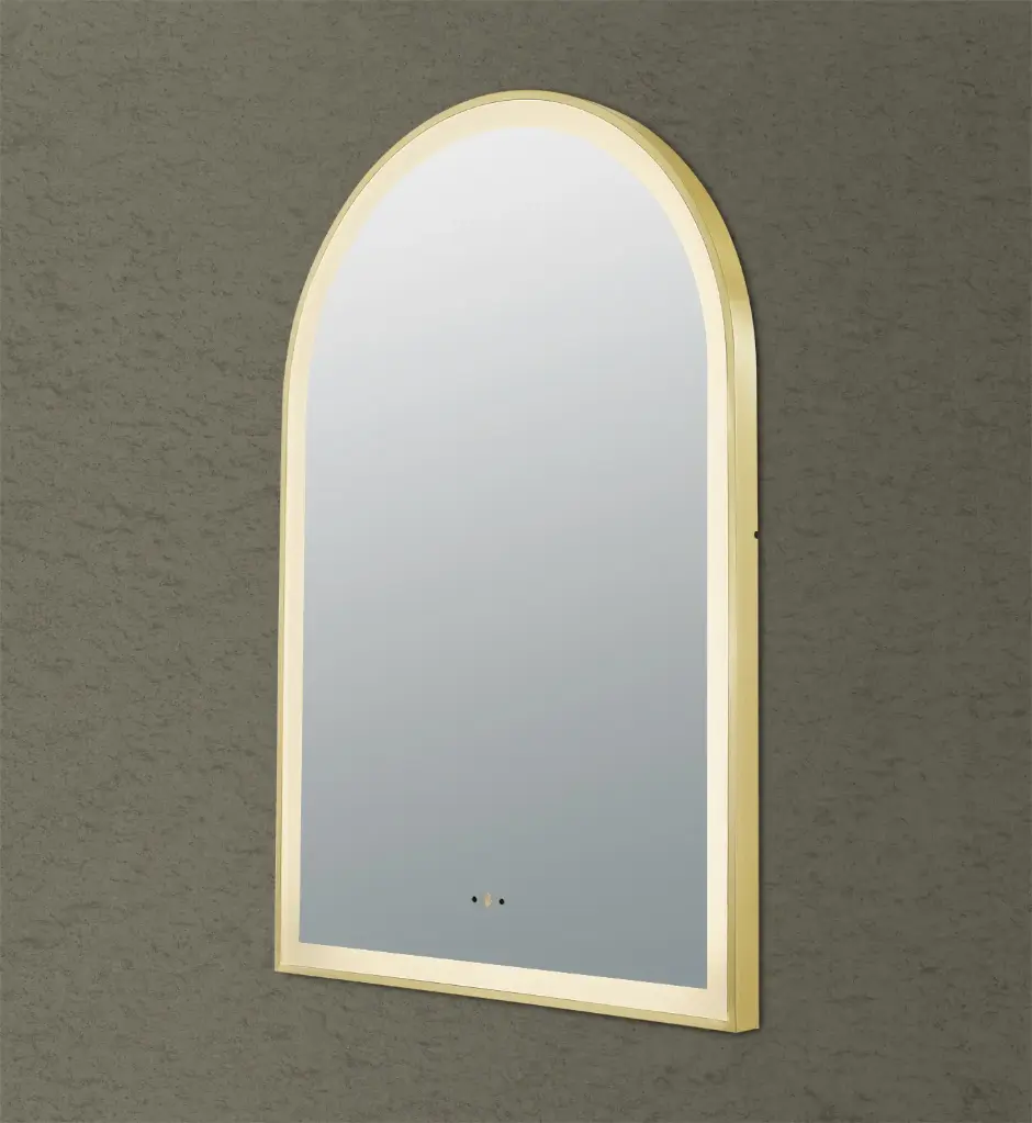 Aura Iron Framed LED Mirror-Brushed Gold